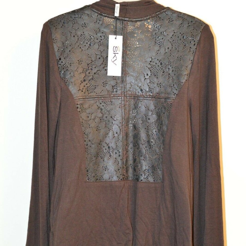 Sky Clothing Brand M NWT Wrap Jacket Knit Leather